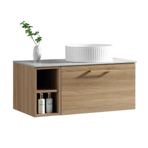 Pisa 800 Wall Mounted Vanity Unit With Worktop and Open Shelf