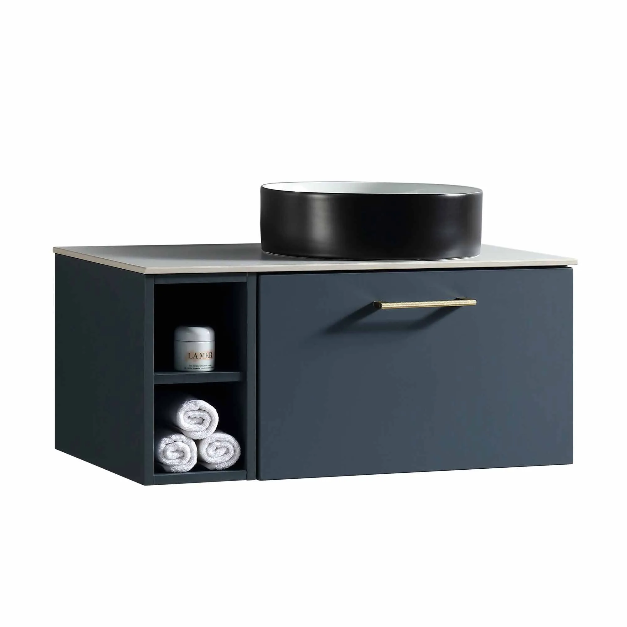 Pisa 800 Wall Mounted Vanity Unit With Worktop and Open Shelf