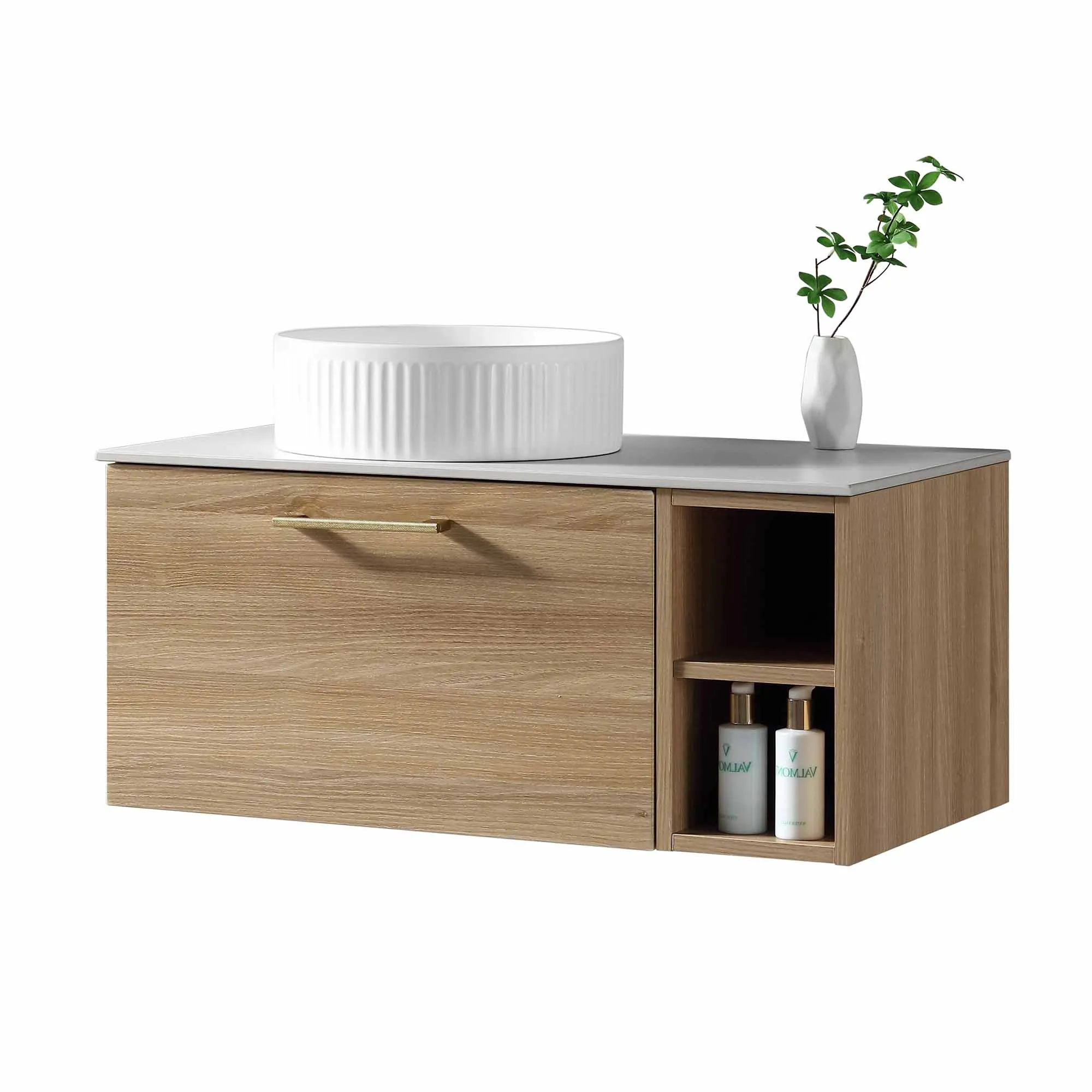 Pisa 800 Wall Mounted Vanity Unit With Worktop and Open Shelf