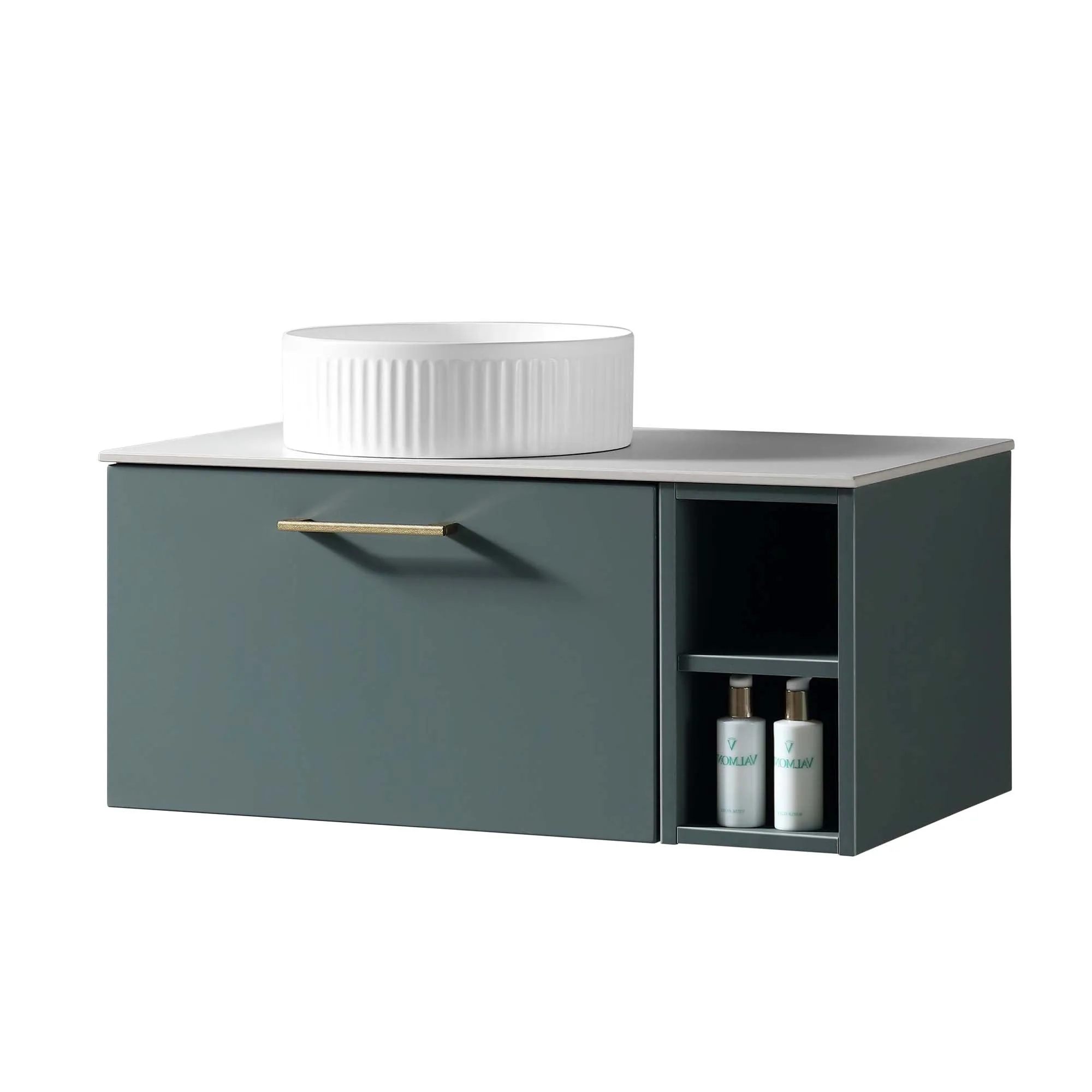 Pisa 800 Wall Mounted Vanity Unit With Worktop and Open Shelf