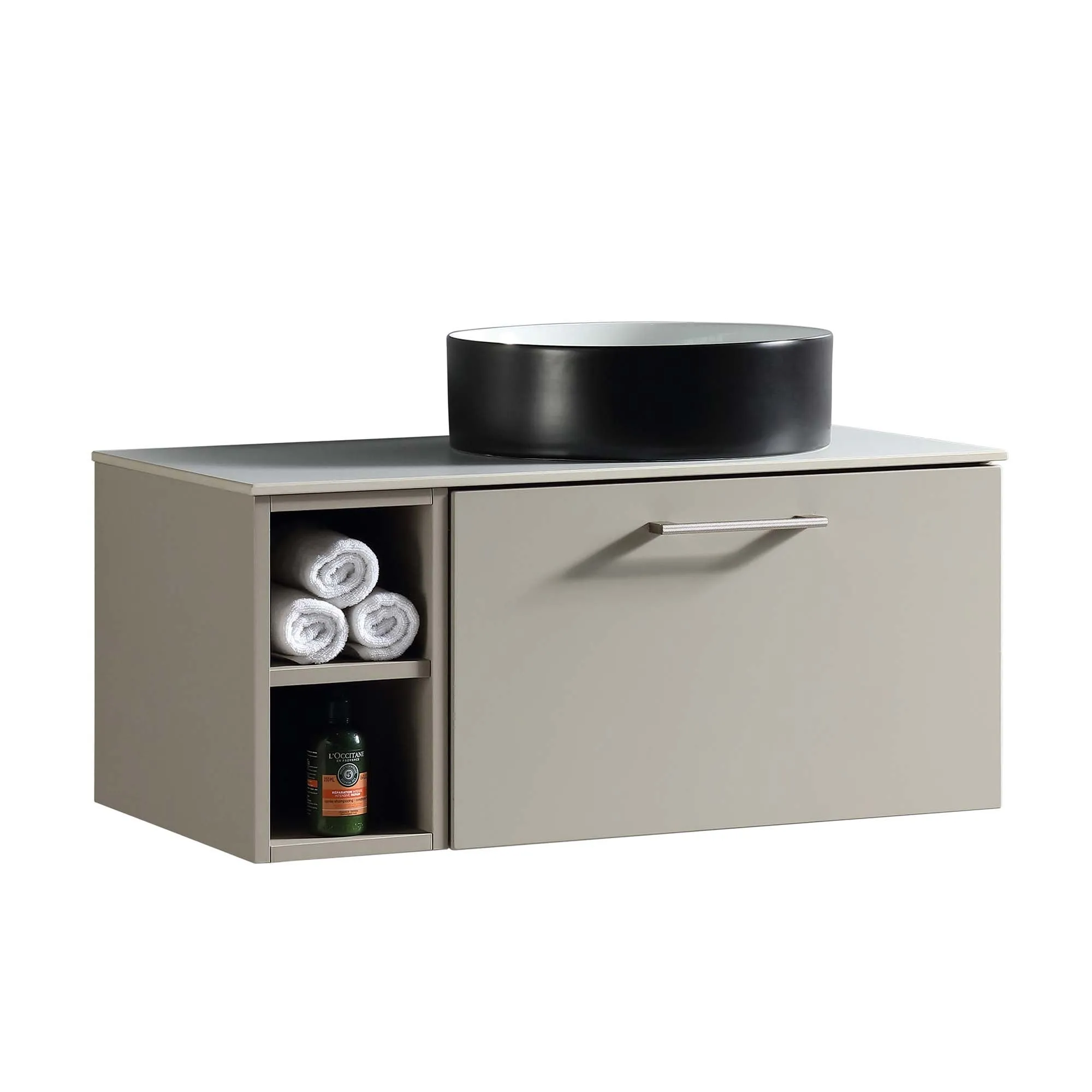 Pisa 800 Wall Mounted Vanity Unit With Worktop and Open Shelf
