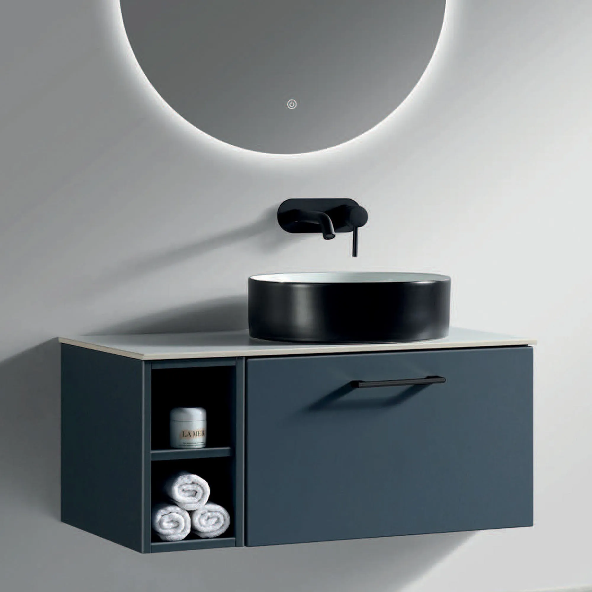 Pisa 800 Wall Mounted Vanity Unit With Worktop and Open Shelf