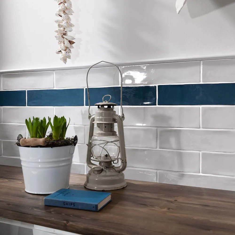 Poitiers Azure Wall Tile 7.5x30cm Gloss