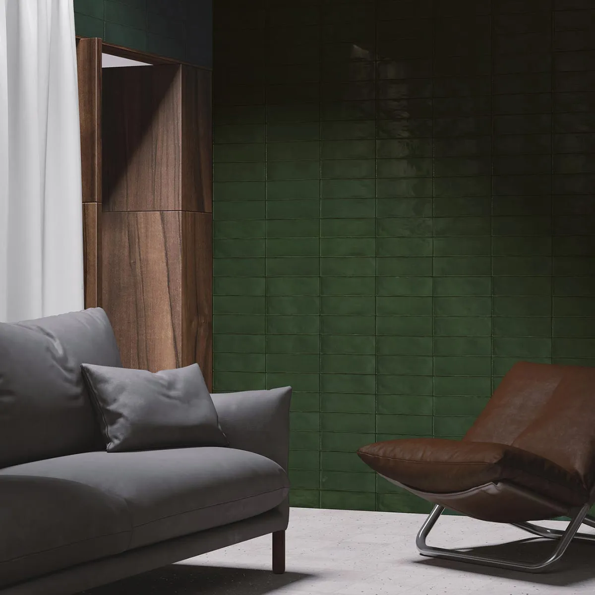 Poitiers Green Wall Tile 7.5x30cm Gloss