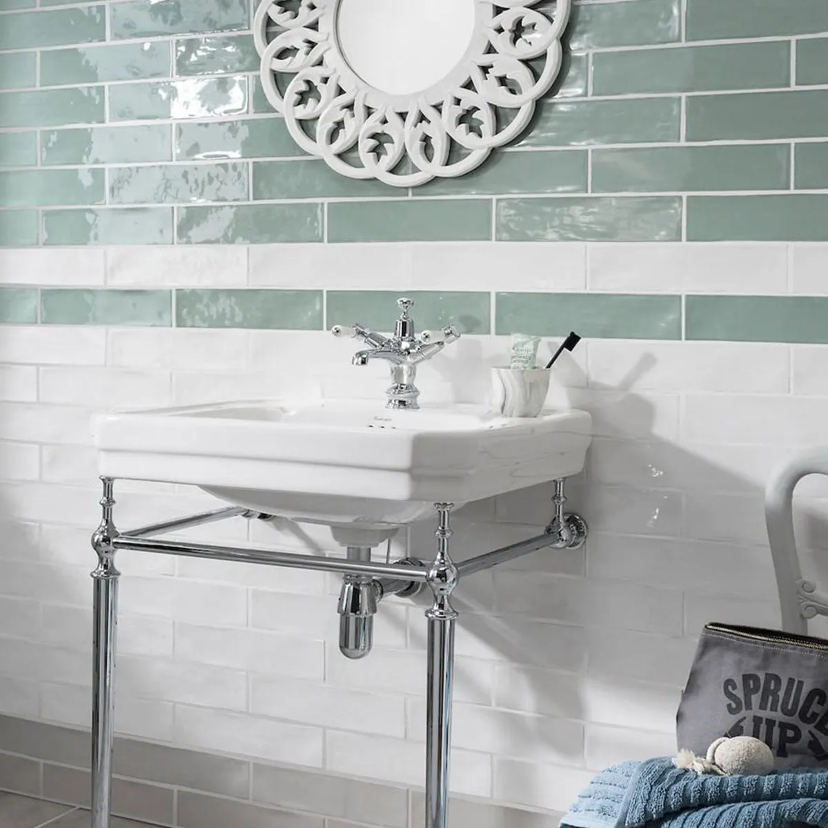 Poitiers Mint Wall Tile 7.5x30cm Gloss