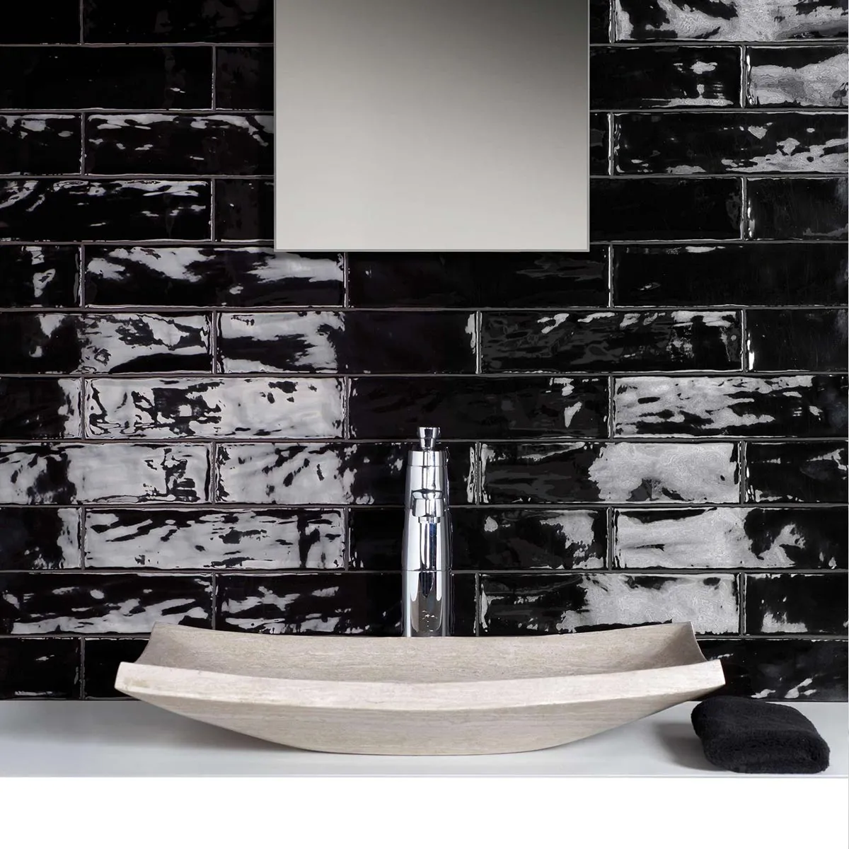 Poitiers Negro Wall Tile 7.5x30cm Gloss