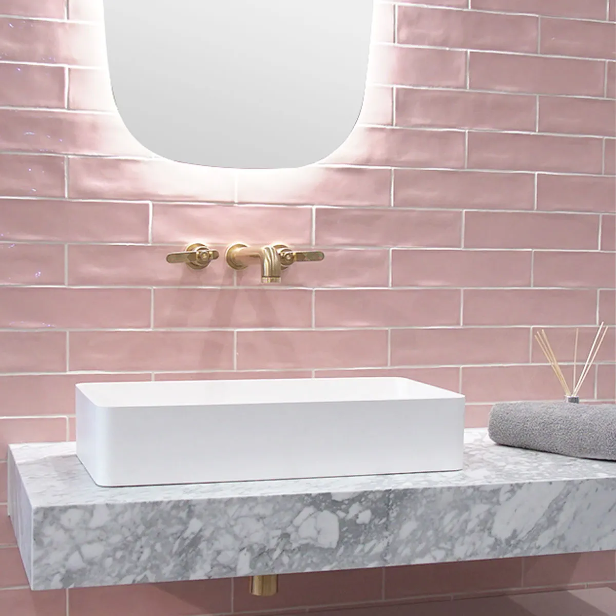 Poitiers Rose Wall Tile 7.5x30cm Gloss