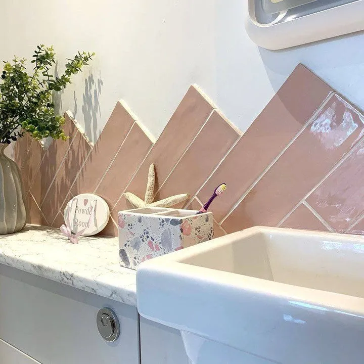 Poitiers Rose Wall Tile 7.5x30cm Gloss
