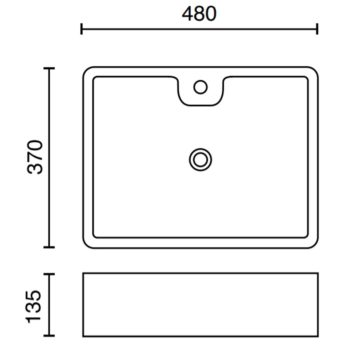 Portofino Countertop Rectangle Basin - White