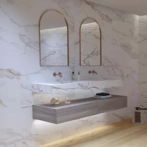 Praline Gold 4D Marble Effect Wall Tile 33x100cm Matt