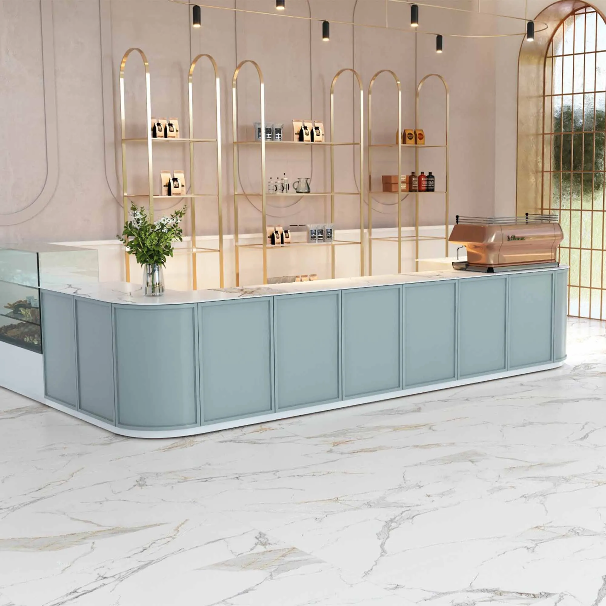 Praline Gold Marble Effect Porcelain Tile 60x120cm Matt