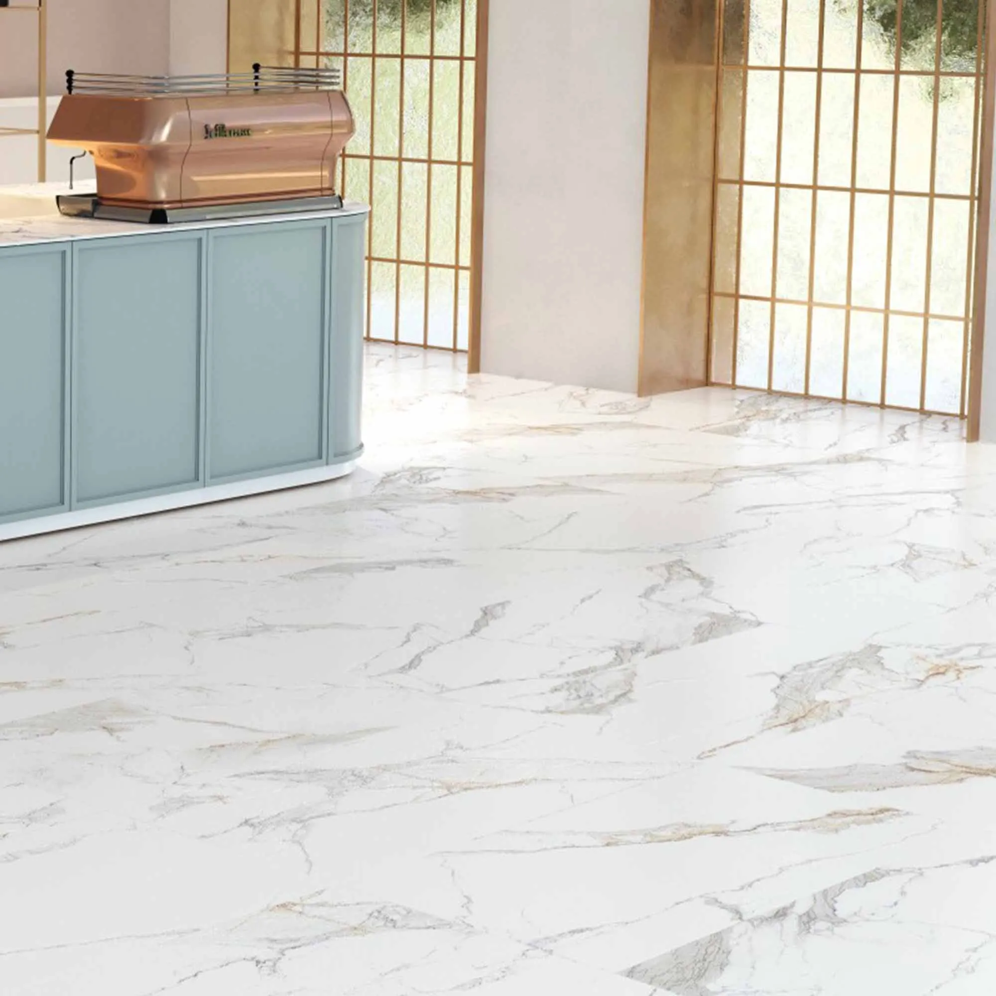 Praline Gold Marble Effect Porcelain Tile 60x120cm Matt