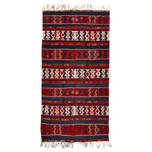 Red Vintage Anatolian Kilim Wool Runner - 6'3" x 12'10"