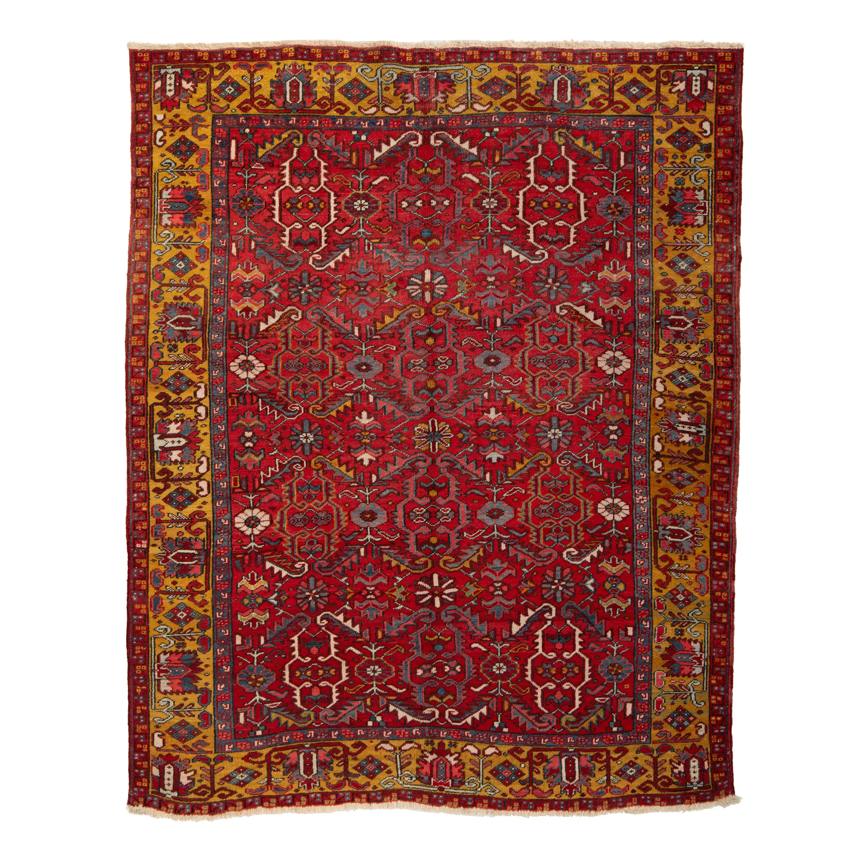 Red Vintage Traditional Heriz Rug - 7'5" x 8'5"