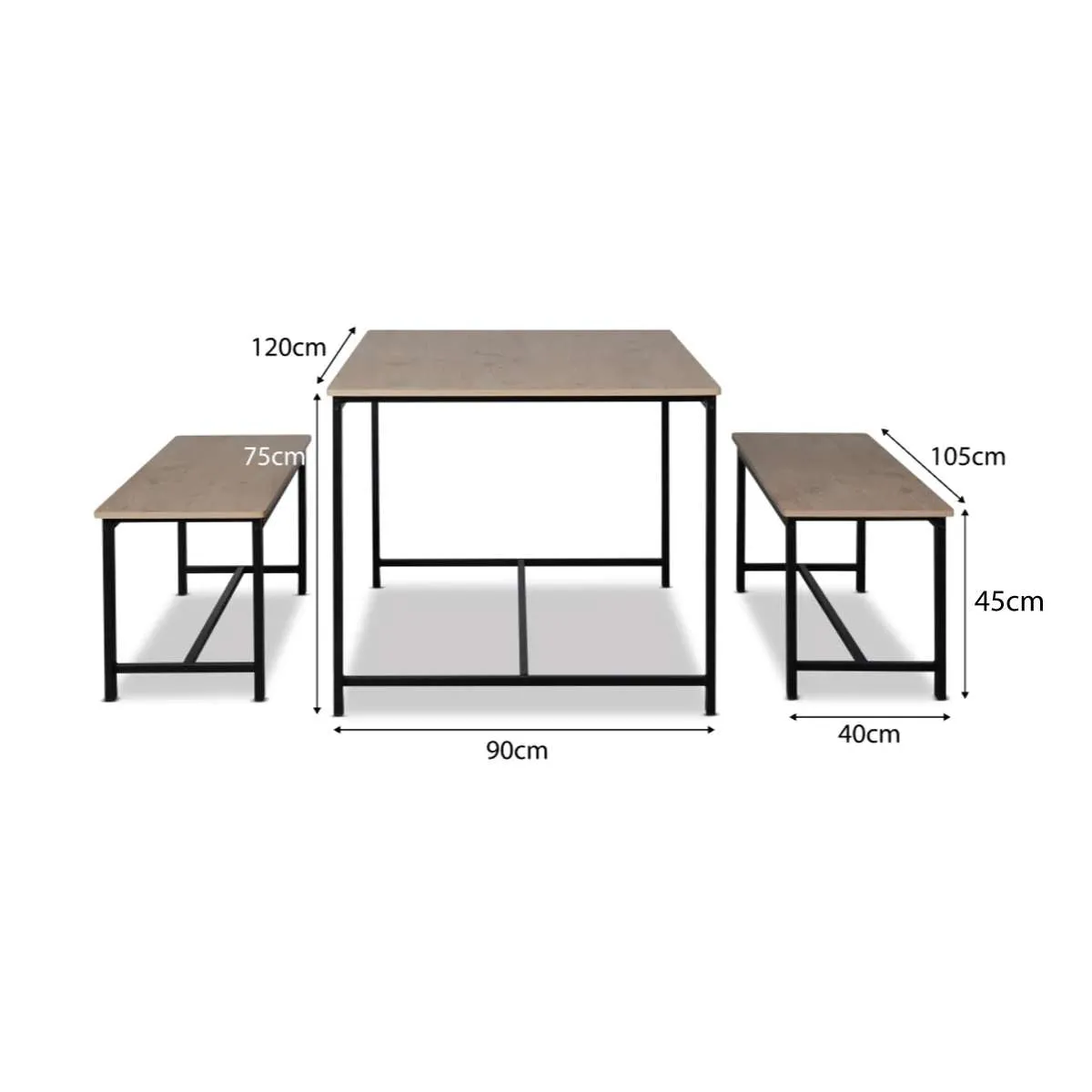 Reese 4 Seater Dining Set - Black Mocka