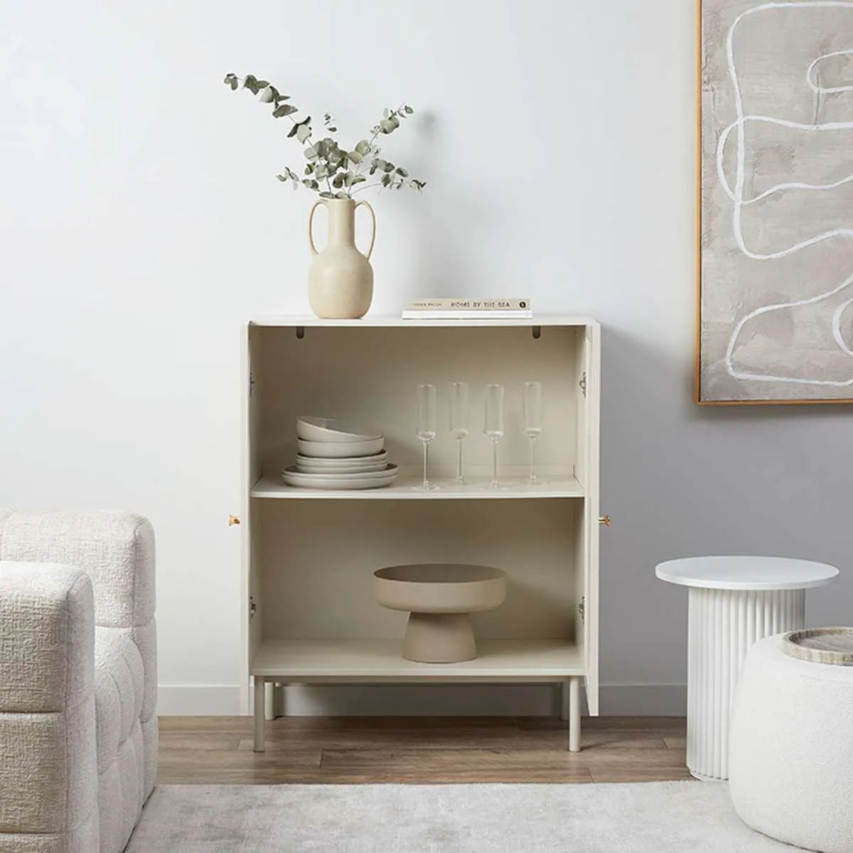 Remi Wavey Cabinet - Beige Mocka