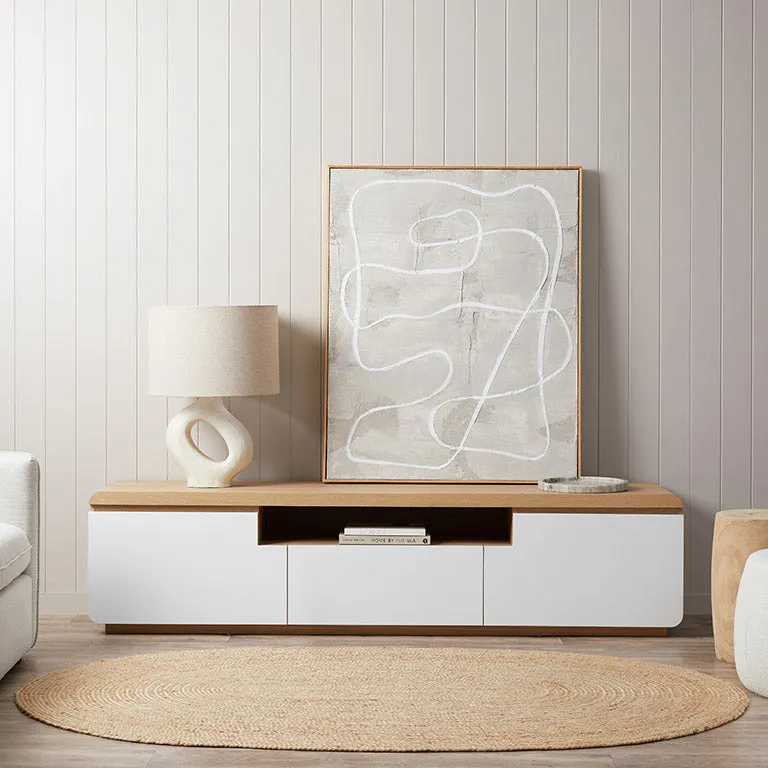 Rhodes Entertainment Unit - White/Natural Mocka