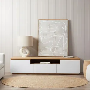 Rhodes Entertainment Unit - White/Natural Mocka
