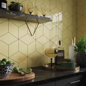 Rhomboid Yellow Ceramic Wall Tile 152x263mm