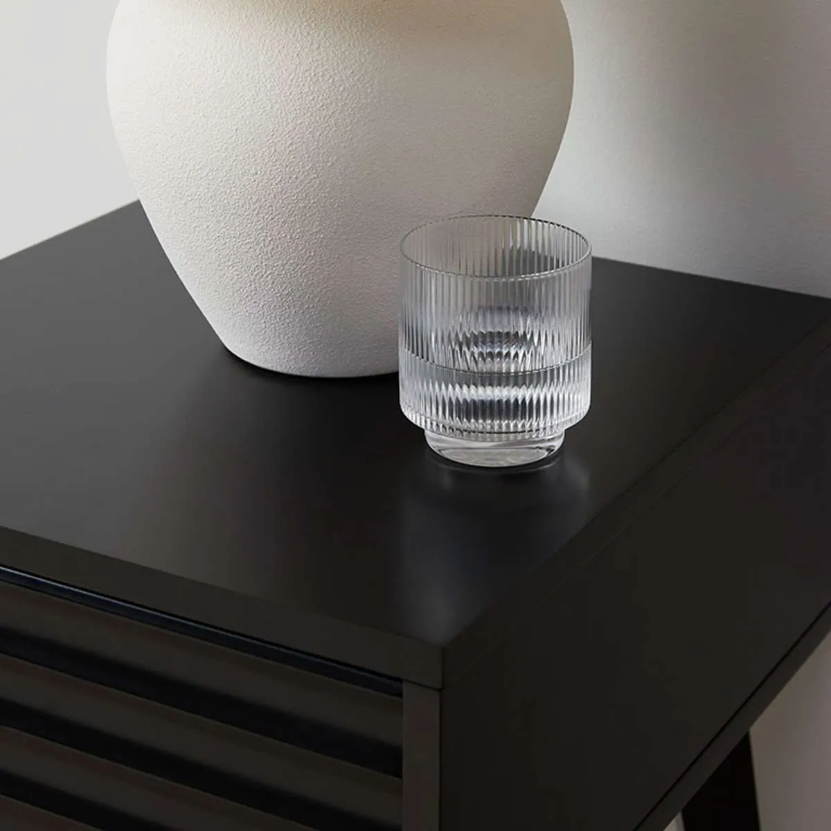 Rhys Bedside Table - Black Mocka