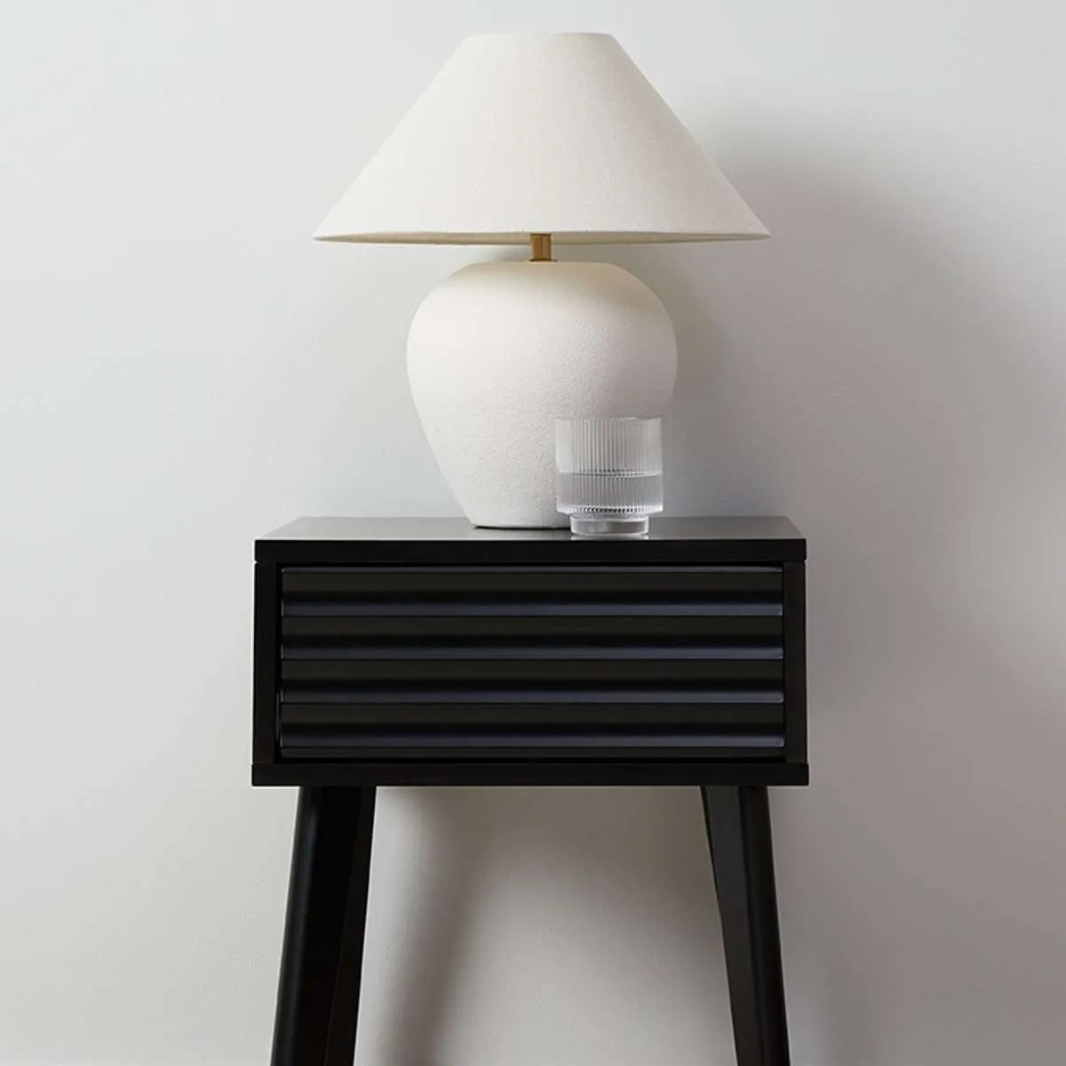 Rhys Bedside Table - Black Mocka