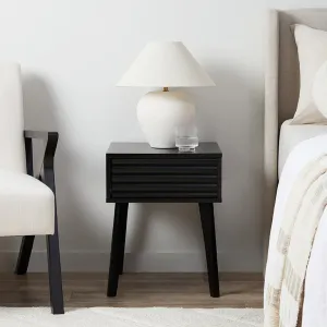 Rhys Bedside Table - Black Mocka