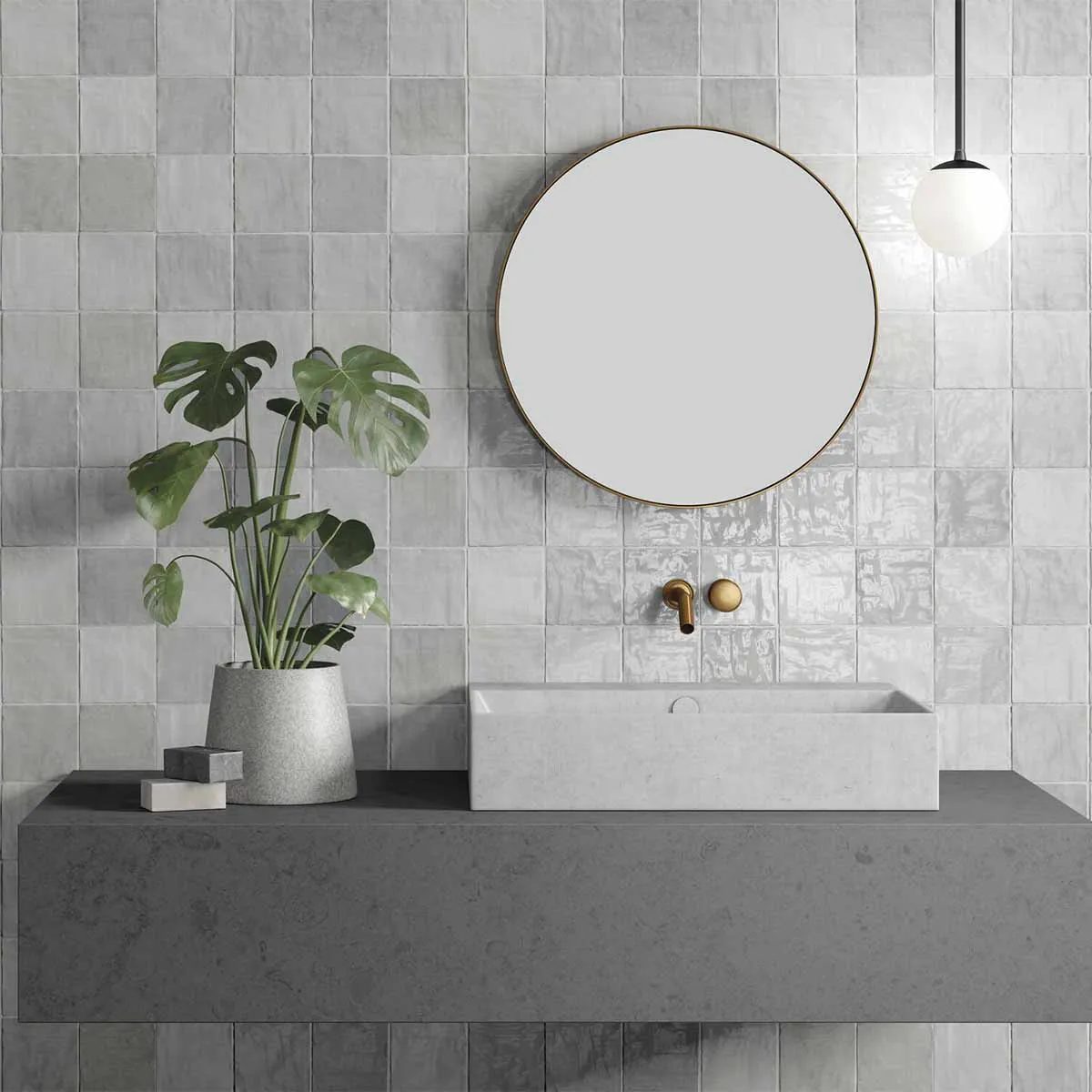 Riad Grey Decor Wall Tile 10x10cm Gloss