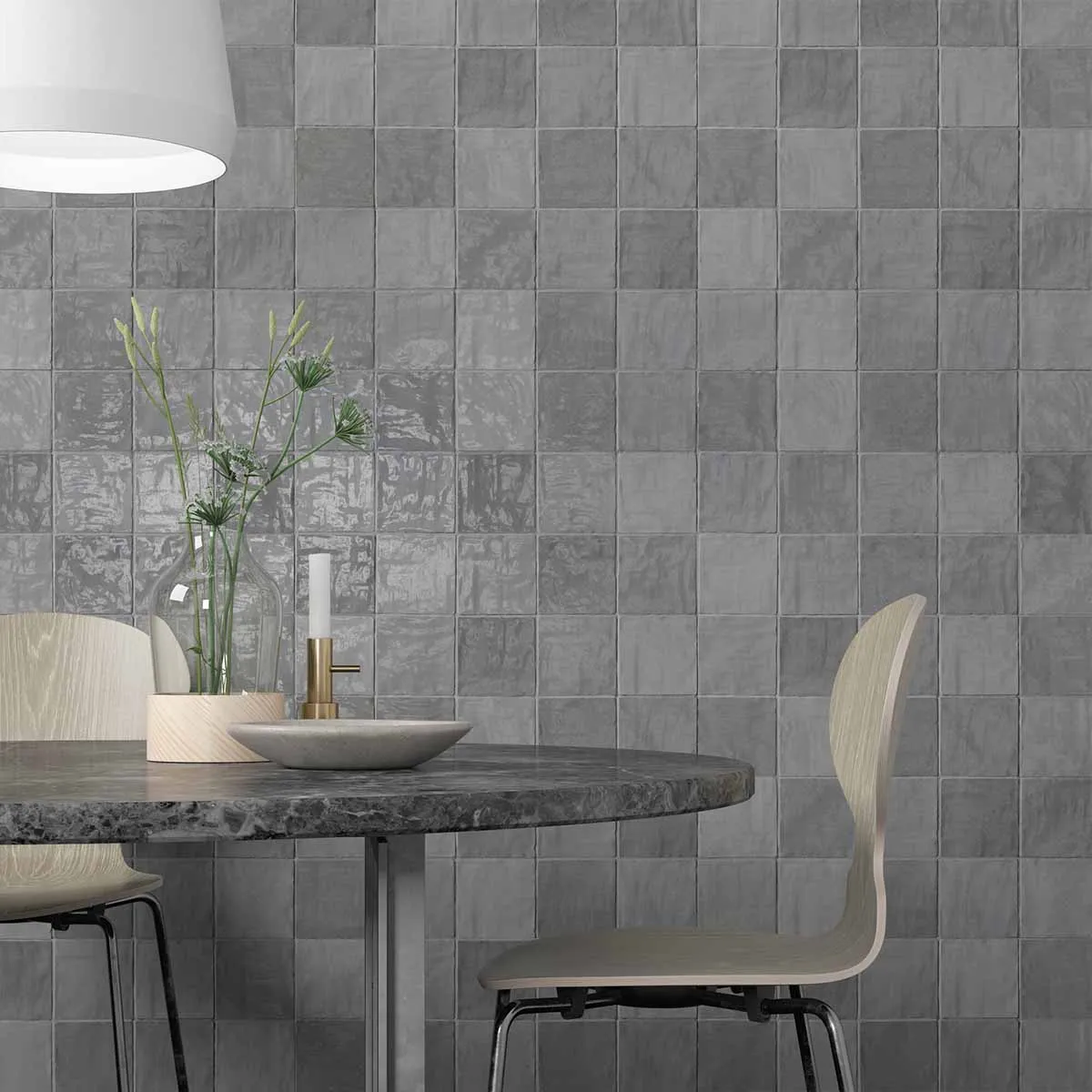 Riad Grey Decor Wall Tile 10x10cm Gloss