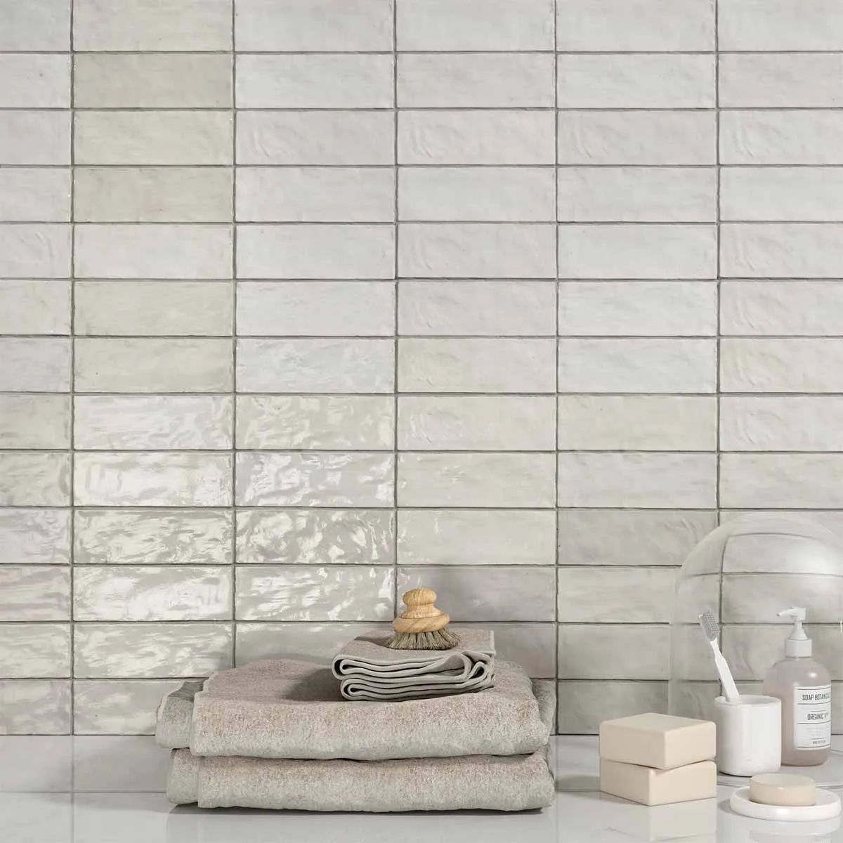 Riad White Decor Wall Tile 6.5x20cm Gloss