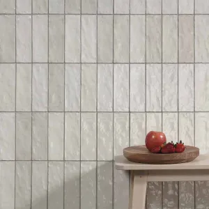 Riad White Decor Wall Tile 6.5x20cm Gloss