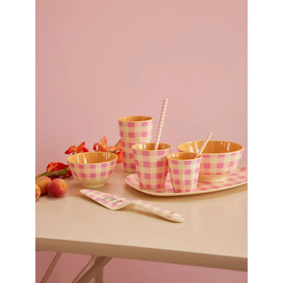 Rice DK Melamine Latte Spoon - Pink - Check It Out Print