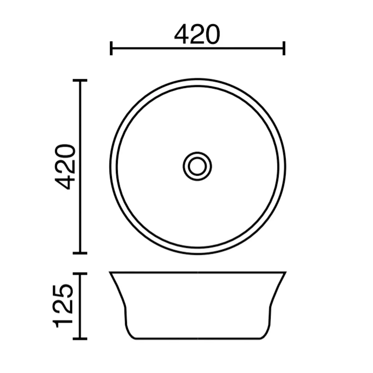 Riviera Countertop Round Basin - White