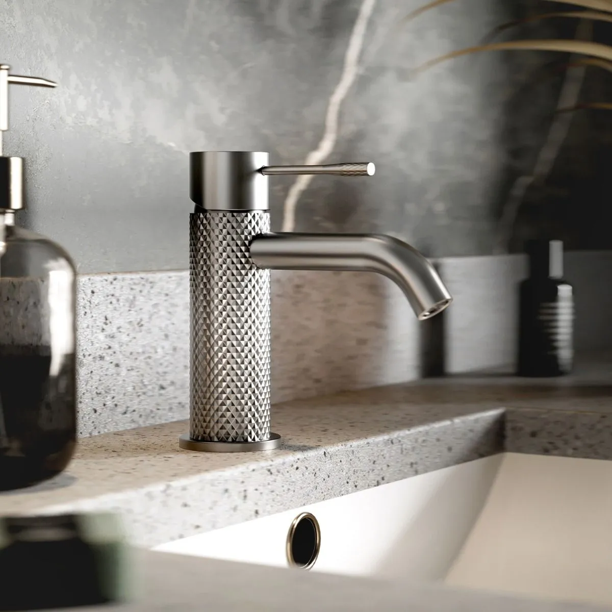 Rock Knurled Basin Mono Mixer Tap With Click-Clack Waste