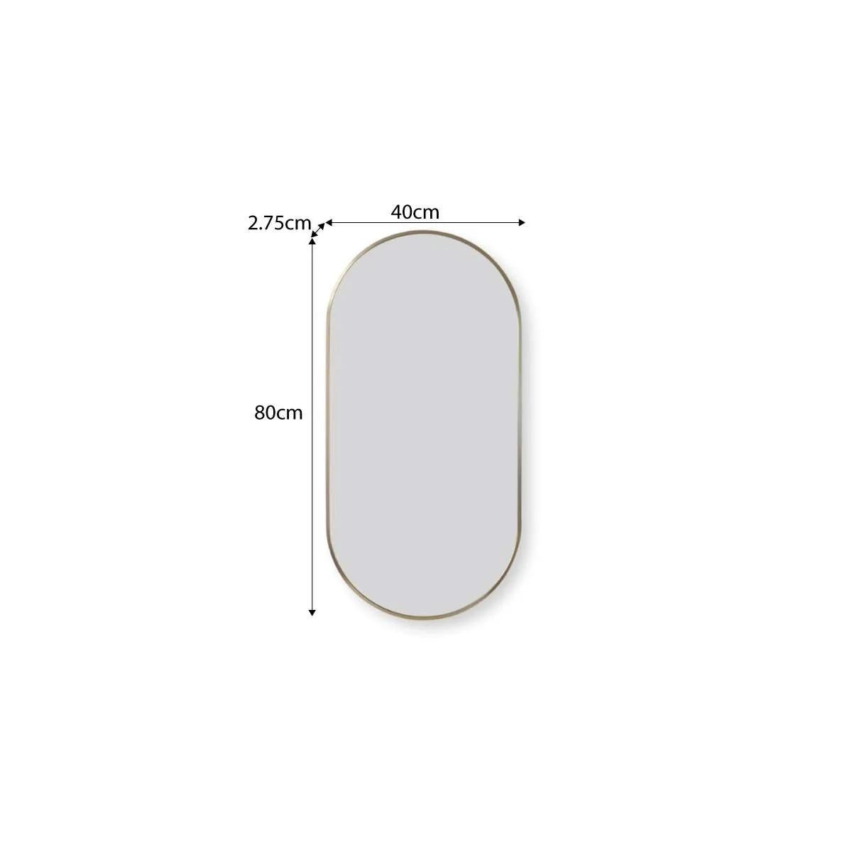 Rony Metal Pill Shaped Mirror - Gold Mocka