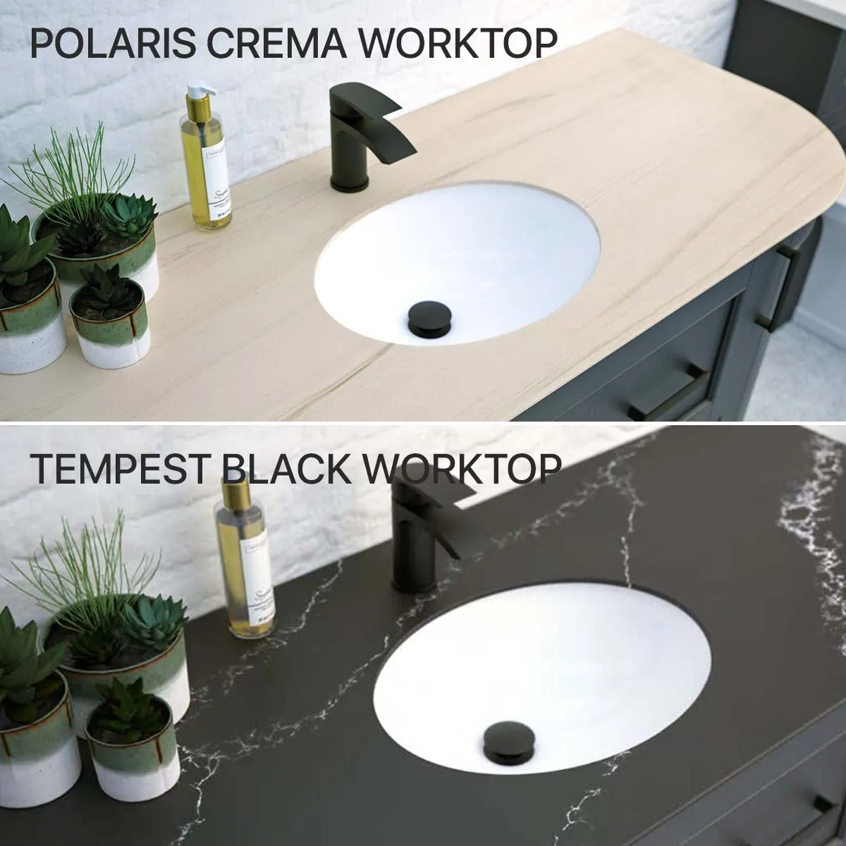 Roseberry Curved Wall Mounted Vanity Unit With Solid Surface Worktop and Undermount Basin - Clotted Cream