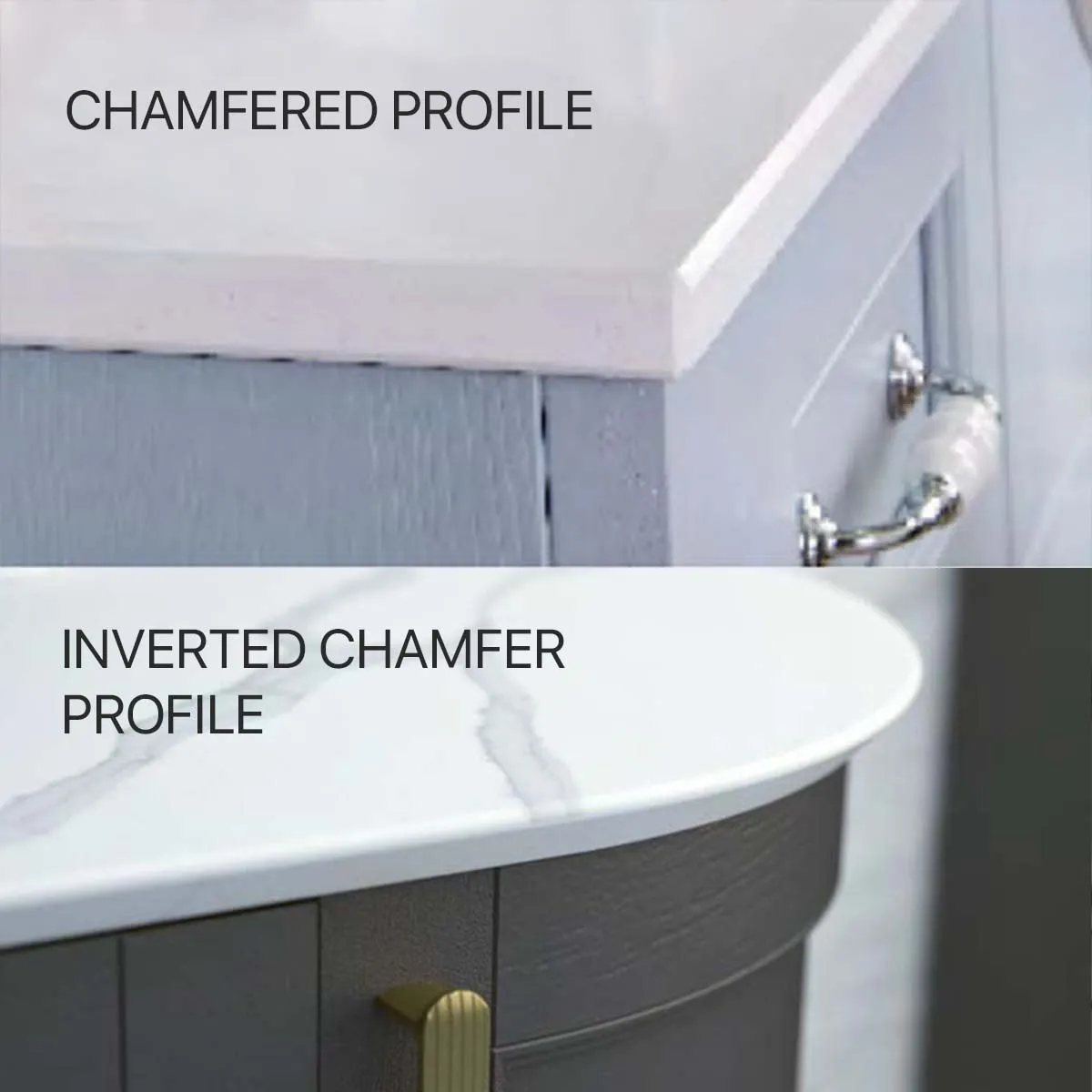 Roseberry Curved Wall Mounted Vanity Unit With Solid Surface Worktop and Undermount Basin - Cotton White
