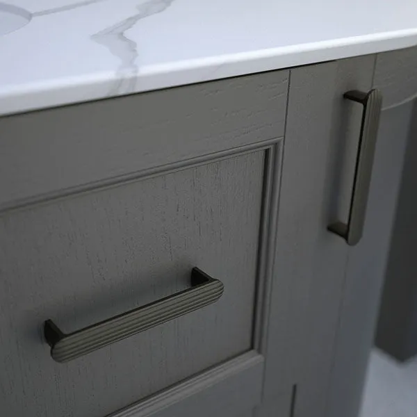Roseberry Curved Wall Mounted Vanity Unit With Solid Surface Worktop and Undermount Basin - Dove Grey