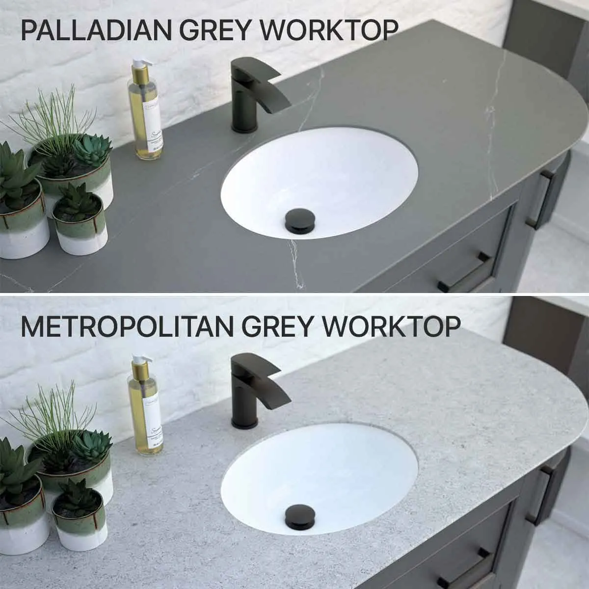 Roseberry Curved Wall Mounted Vanity Unit With Solid Surface Worktop and Undermount Basin - Dove Grey