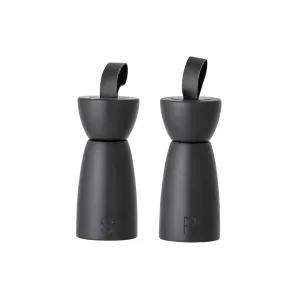 Rubberwood Salt & Pepper Mill Set | Black 6.5x15cm Zoco Home