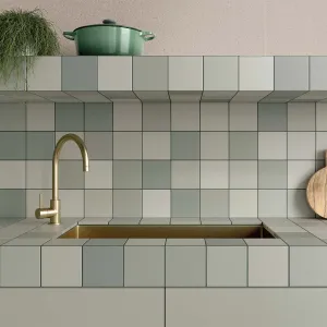 Rubik Sage Square Porcelain Tile 12x12cm Matt