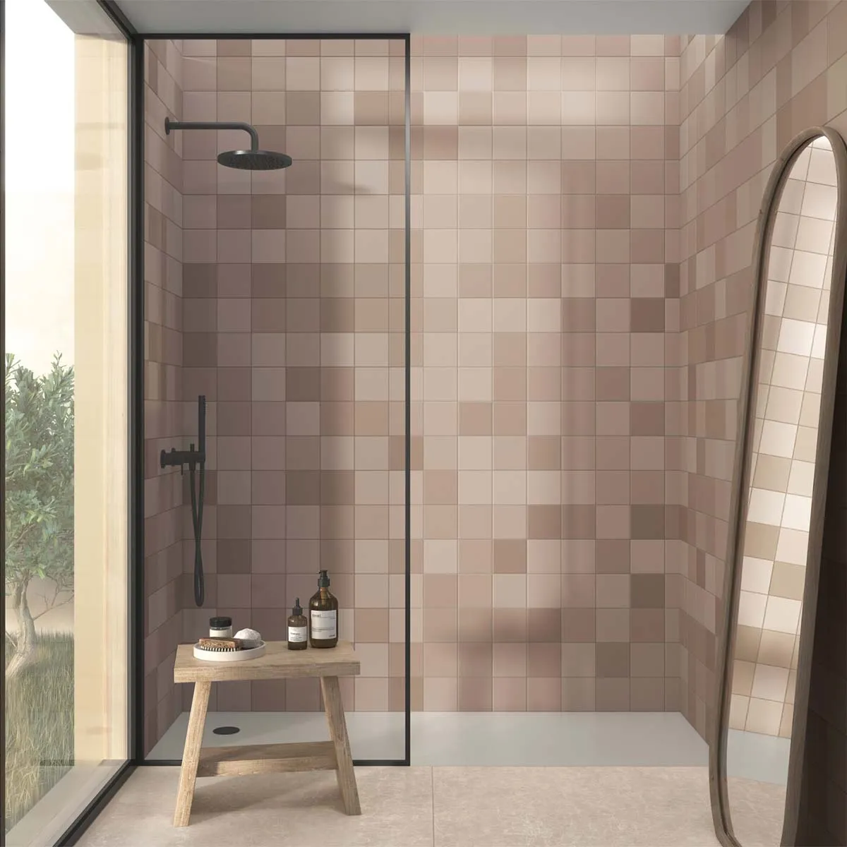 Rubik Taupe Square Porcelain Tile 12x12cm Matt