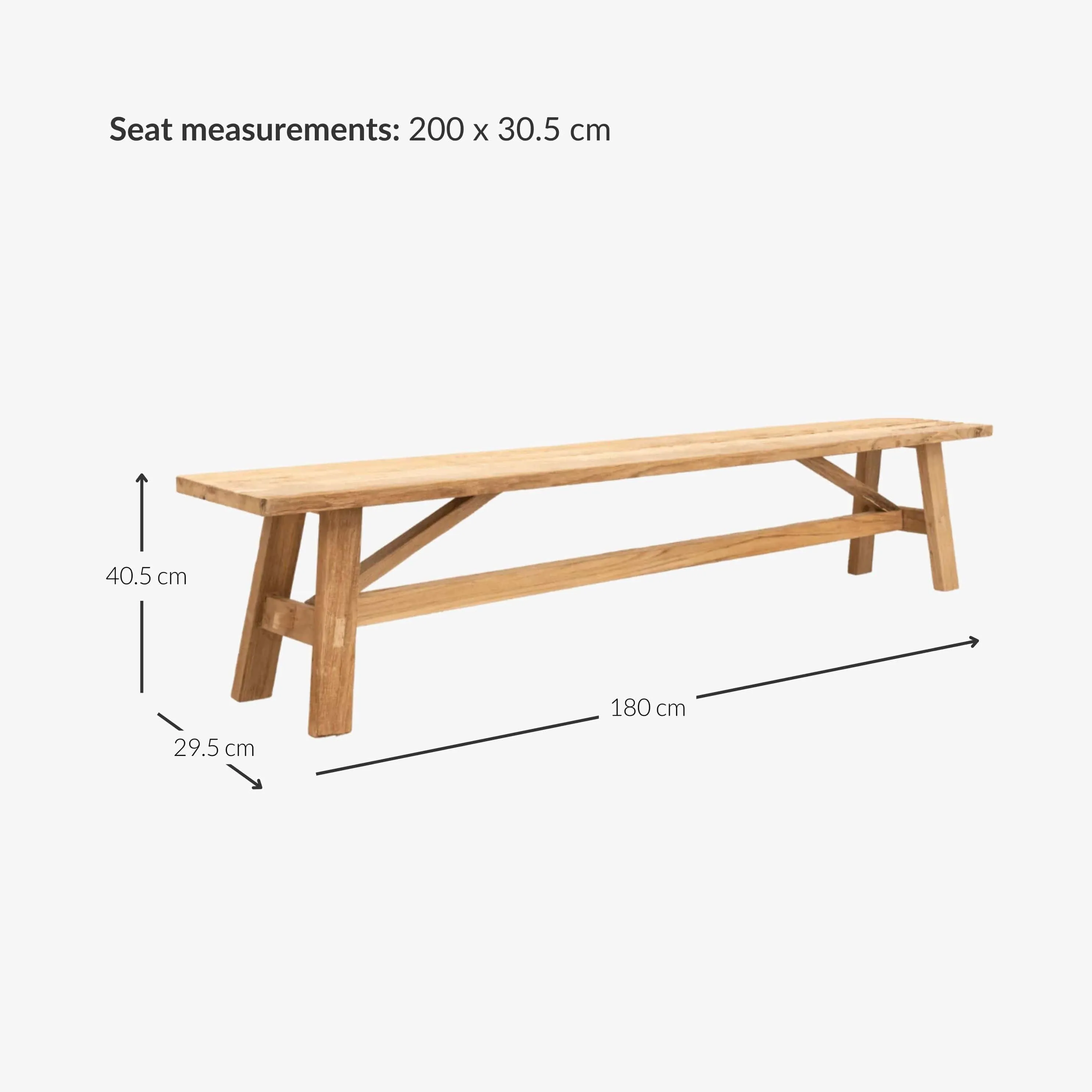 Sahara Recycled Teak Bench | 200cm Zoco Home