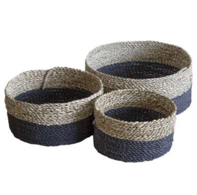 Set Of Woven Grey Baskets Funky Chunky