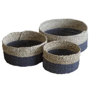 Set Of Woven Grey Baskets Funky Chunky