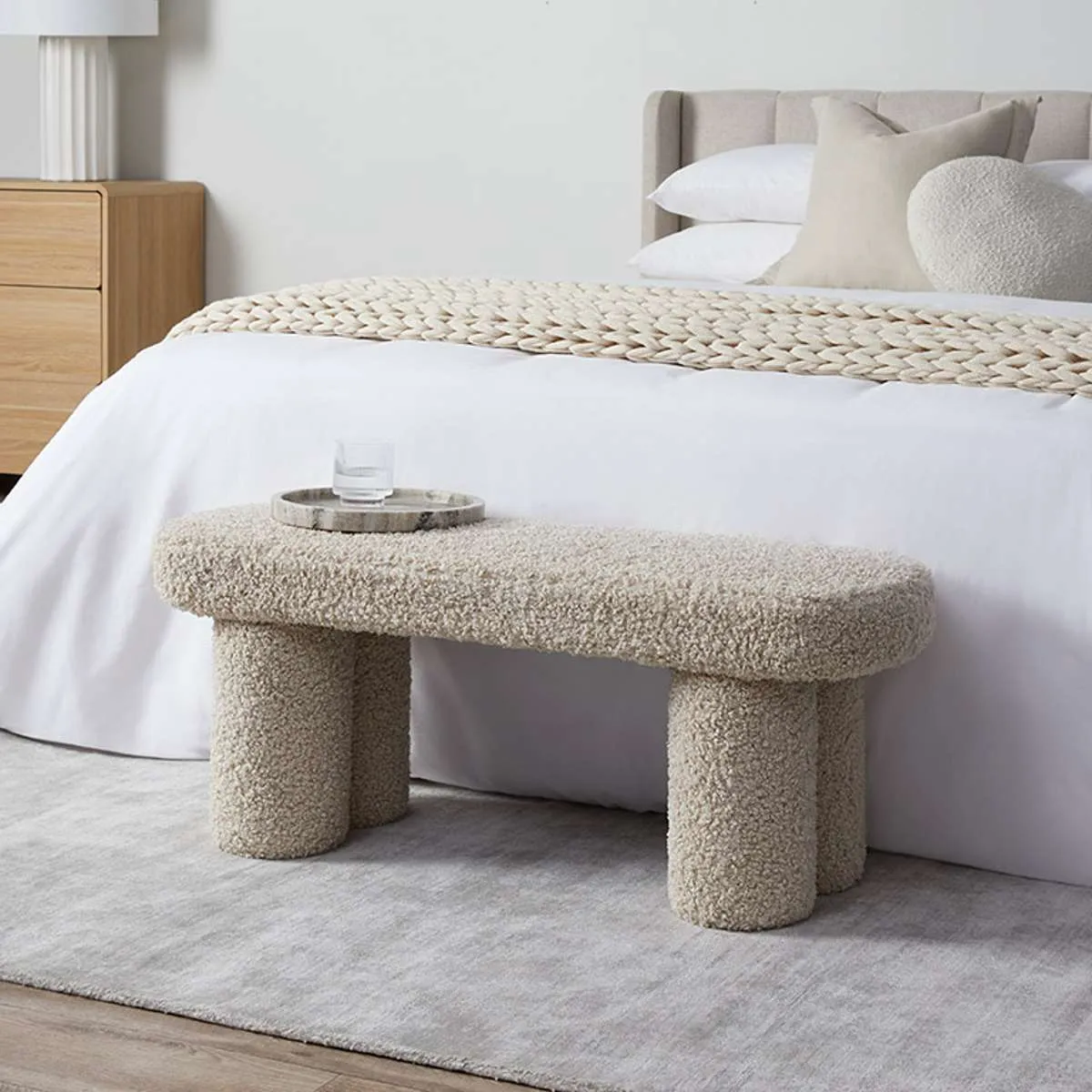 Shea Sherpa Bench Seat - Beige Mocka