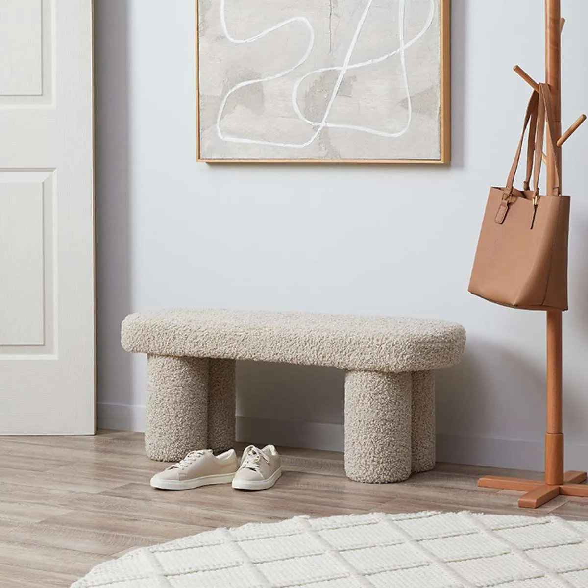 Shea Sherpa Bench Seat - Beige Mocka