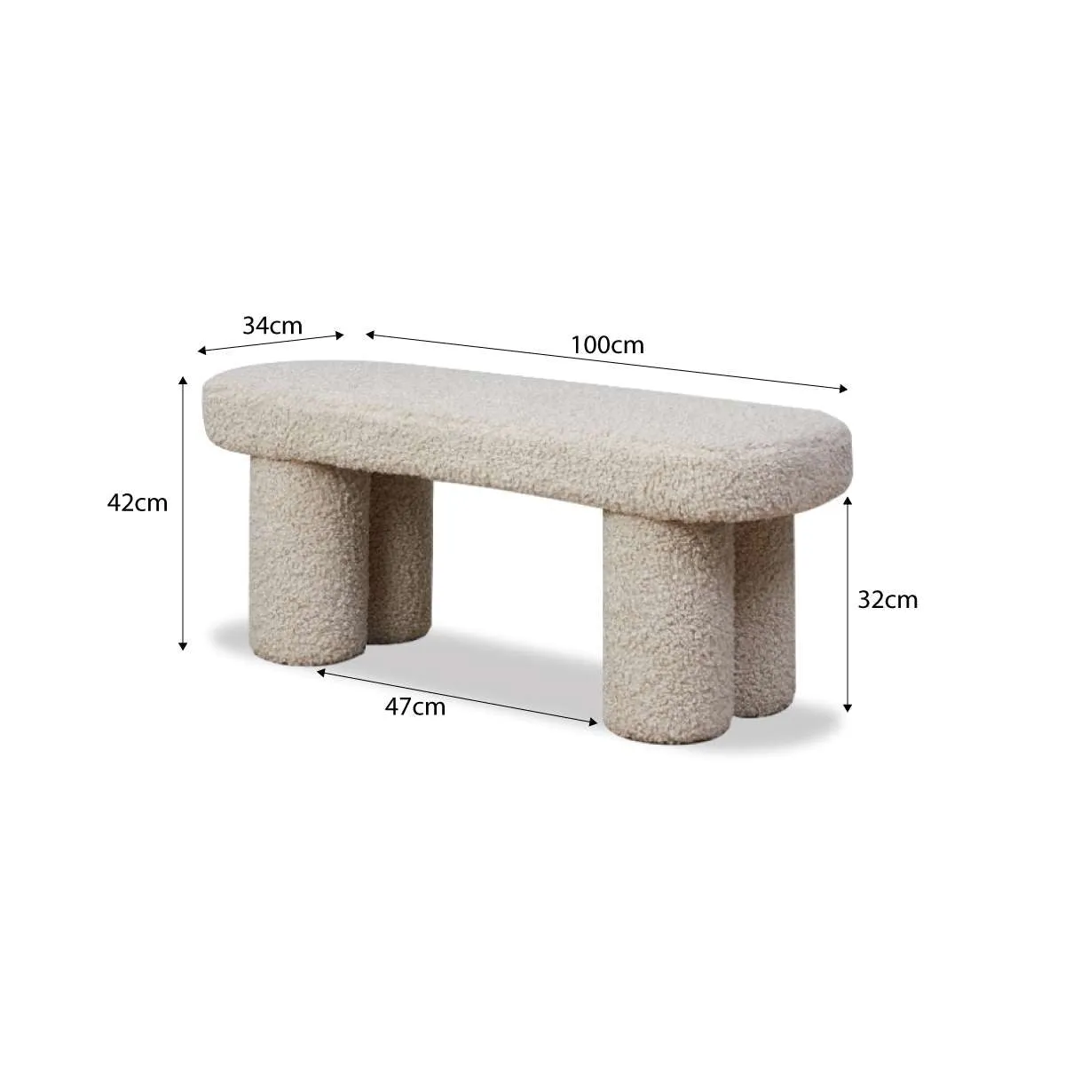 Shea Sherpa Bench Seat - Beige Mocka