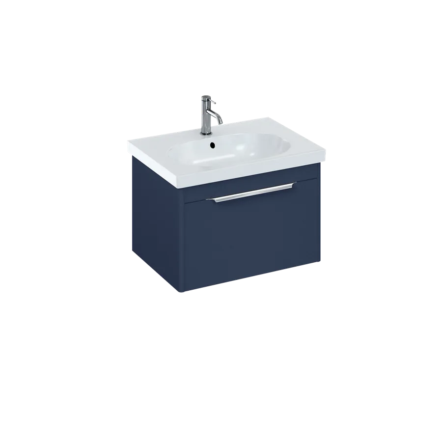 Shoreditch 650 Blue Single Drawer Wall Hung Vanity Unit With Basin