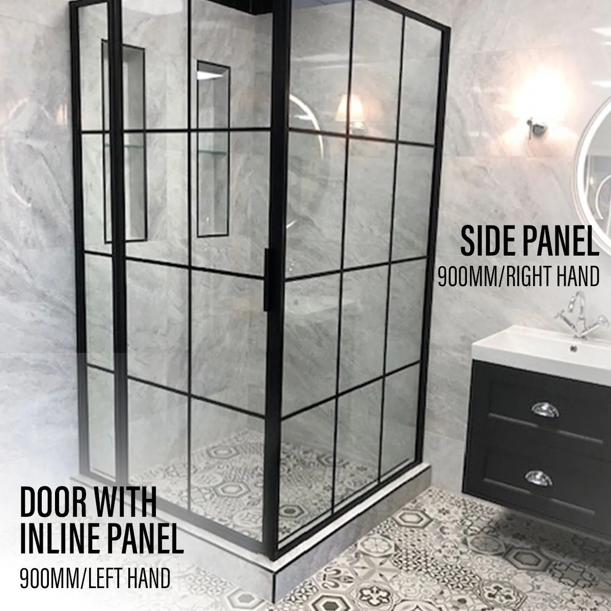 Side Panel For Drench Frame Lite Shower Door Hinged To Inline Panel