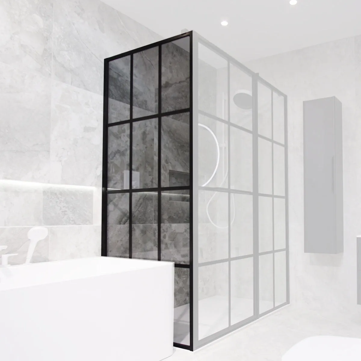 Side Panel For Drench Frame Lite Shower Door Hinged To Inline Panel